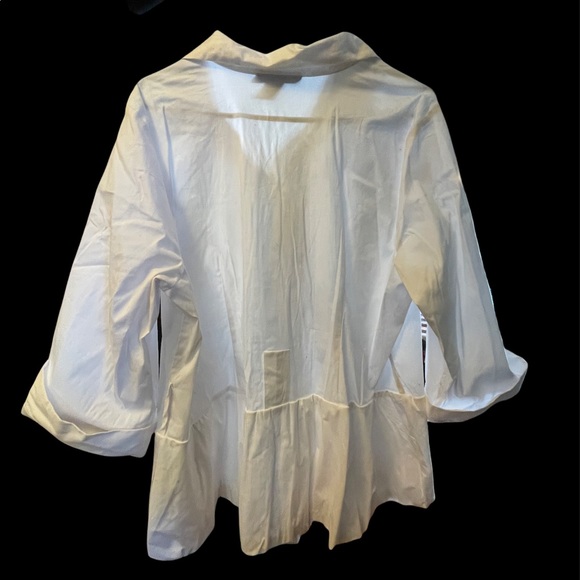 White Plus Size Cotton Blend Shirt - Picture 2 of 4